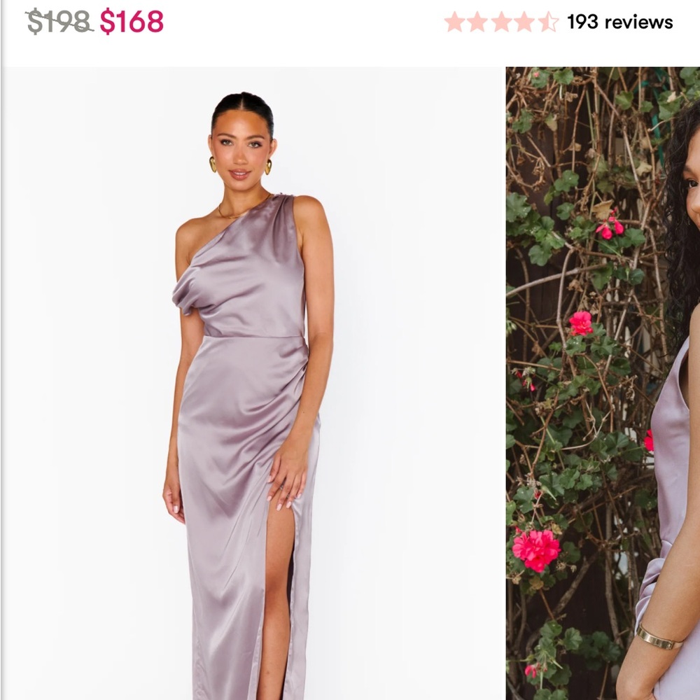 Show Me Your MuMu One-Shoulder Satin Gown in Dusty Lavender